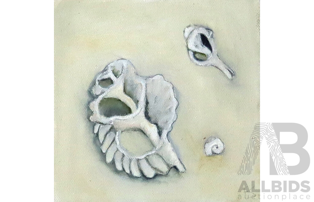 Brenda Runnegar, (20th Century, Australian), Midden Shells (2010), Pair of Acrylic on Canvases, 15.5 x 15.5 cm (2)