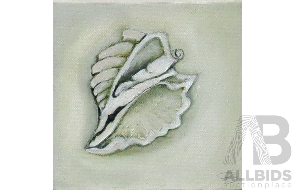 Brenda Runnegar, (20th Century, Australian), Midden Shells (2010), Pair of Acrylic on Canvases, 15.5 x 15.5 cm (2)