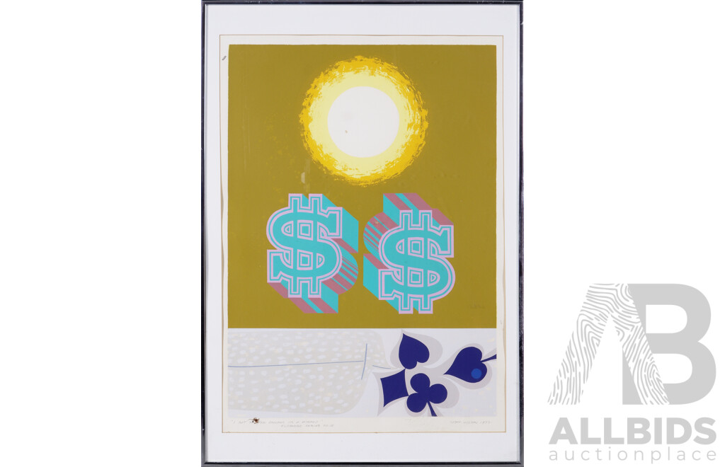 Geoffrey Ronald Wilson, (20th Century, Australian,1927-), 'I Bet Ya Ten Dollars It's a Mirage', Eldorado Series 15, Screenprint, 79 X 54.5 Cm (frame)