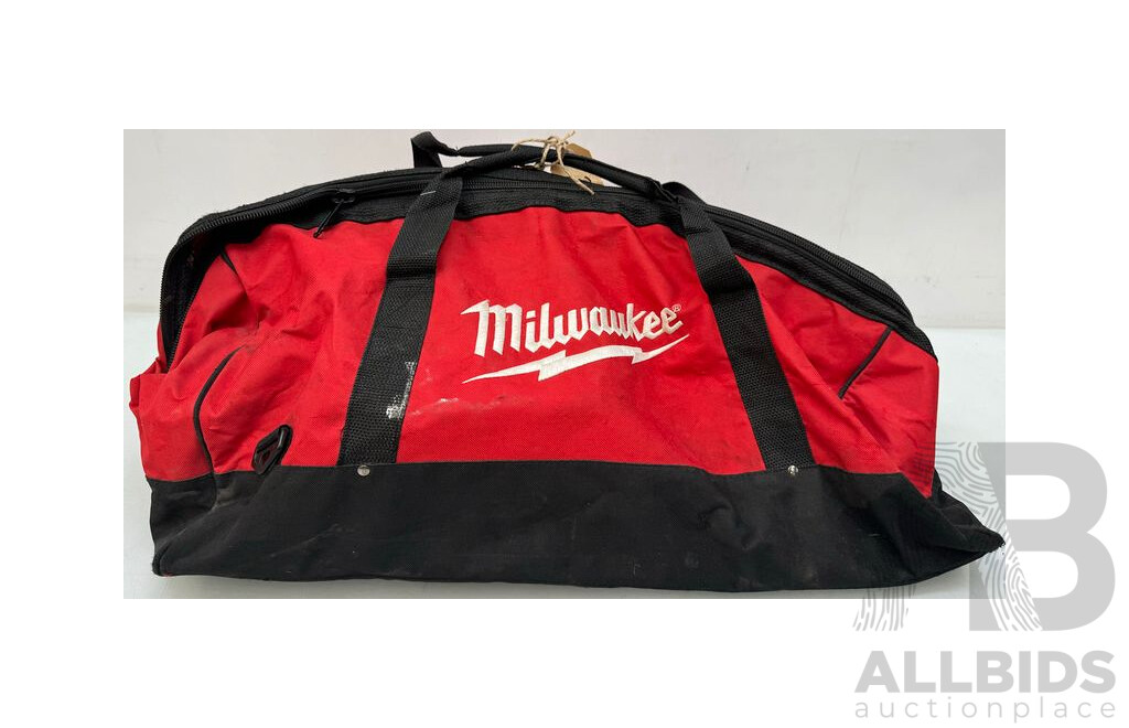 Milwaukee Tool Bag - Rapid Charger, Battery, Reciprocating Saw, Rotary Hammer, Multi-Tool, Tape Measurer and Work Light