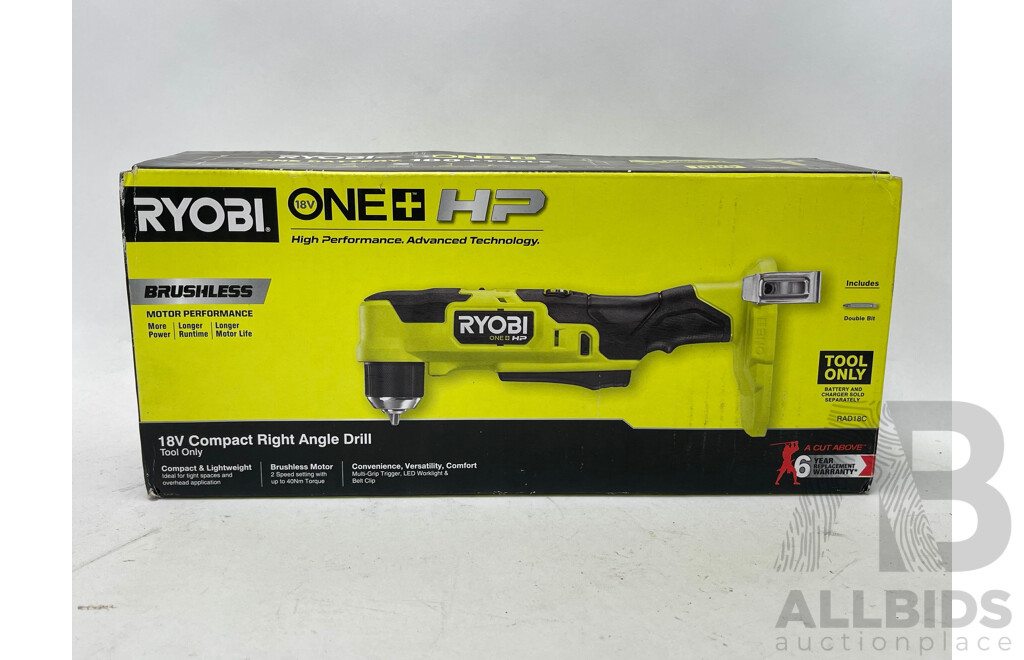 Ryobi Brushless 18 V Right Angle Drill Skin Only - Brand New - RRP $229