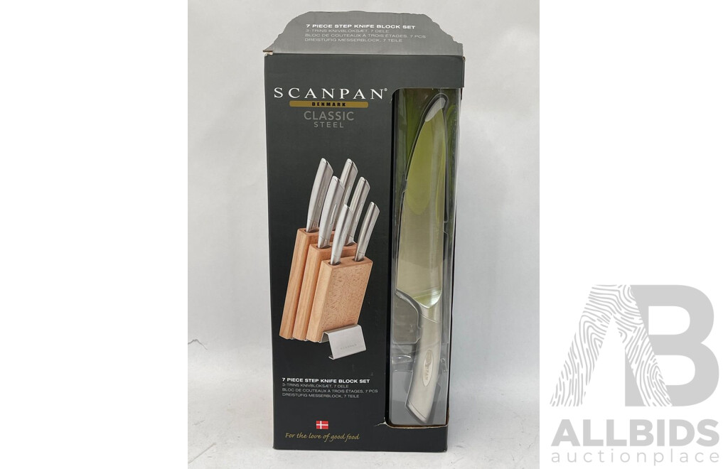 Scanpan Classic Steel 7 Piece Knife Block Set - Brand New - RRP $199