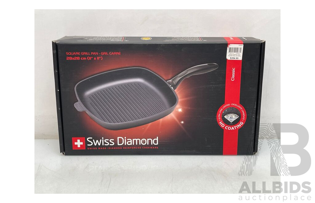 Swiss Diamond Square Non Stick Grill Pan - Brand New - RRP $285