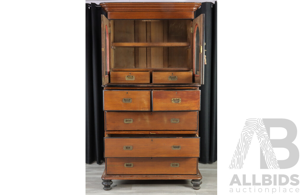 Early Victorian Mahogany Campaign Bookcase