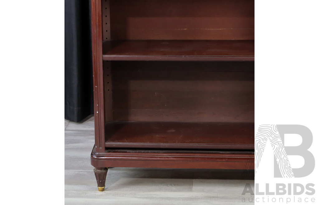 French Mahogany Open Bookcase with Grey Marble Top