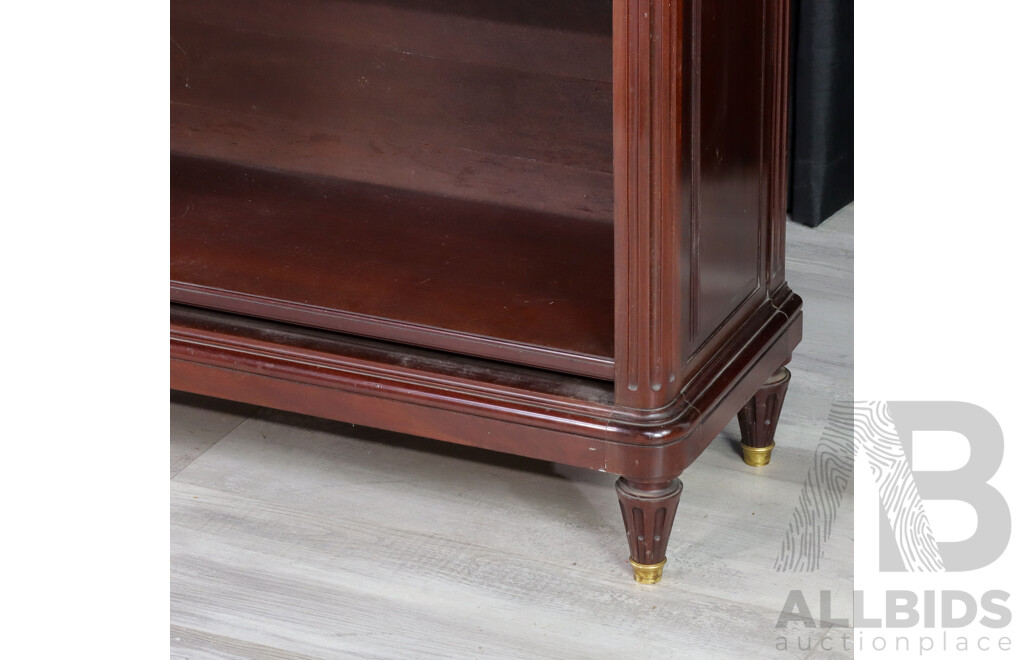 French Mahogany Open Bookcase with Grey Marble Top