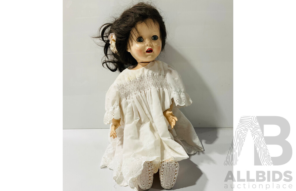 Vintage English-made Life Sized Blinking Baby Doll