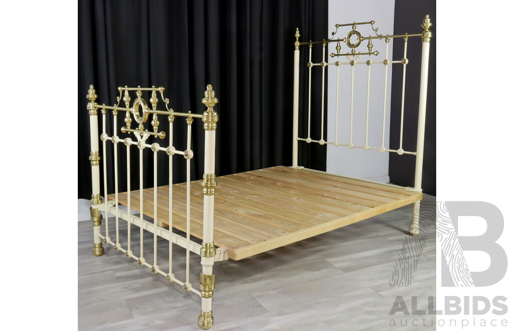 Victorian Cast Iron Half Tester Double Bed