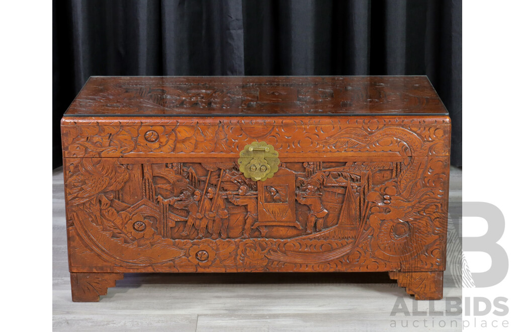 Carved Chinese Camphorwood Trunk