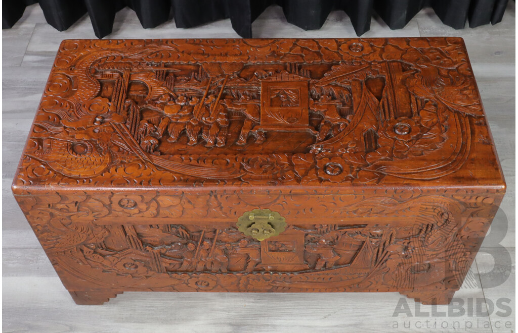 Carved Chinese Camphorwood Trunk