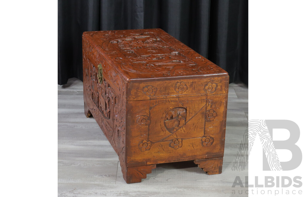 Carved Chinese Camphorwood Trunk