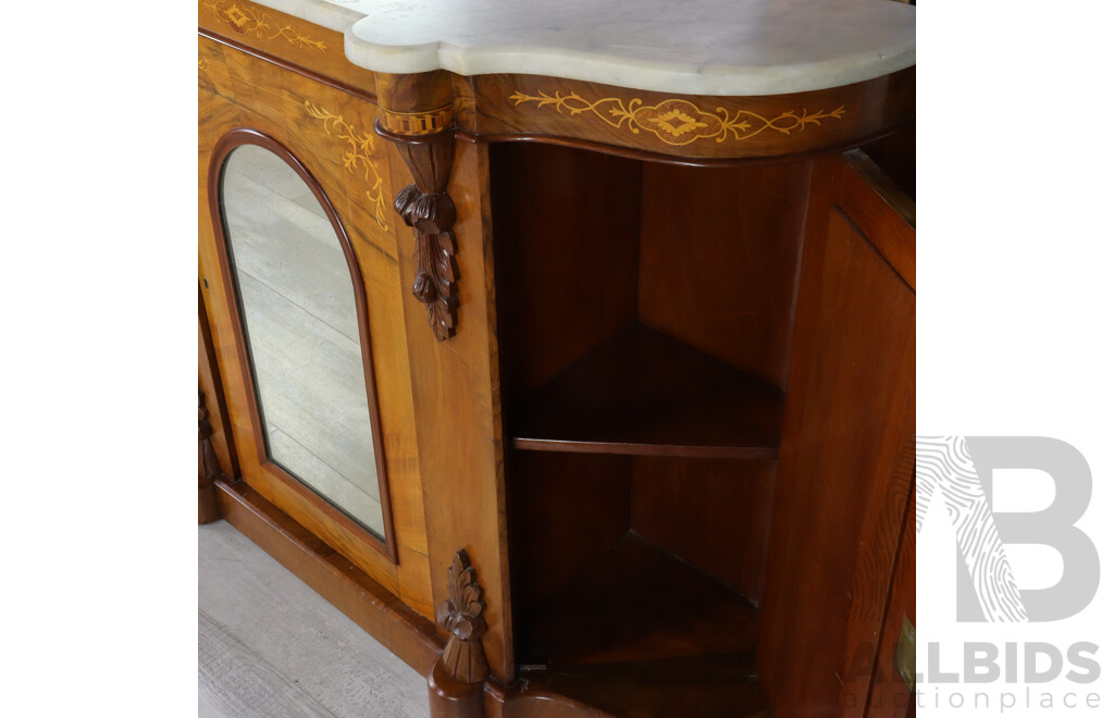 Victorian Inlayed Mirrored Back Credenza