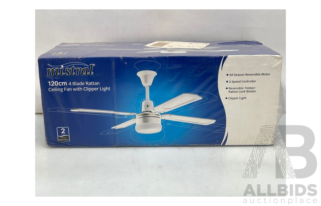 Mistral 120cm Ceiling Fan with Light - Brand New