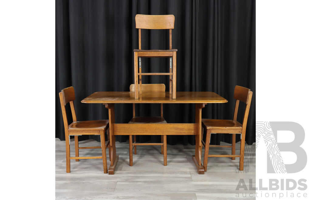 Art Deco Oak Five Piece Dining Suite