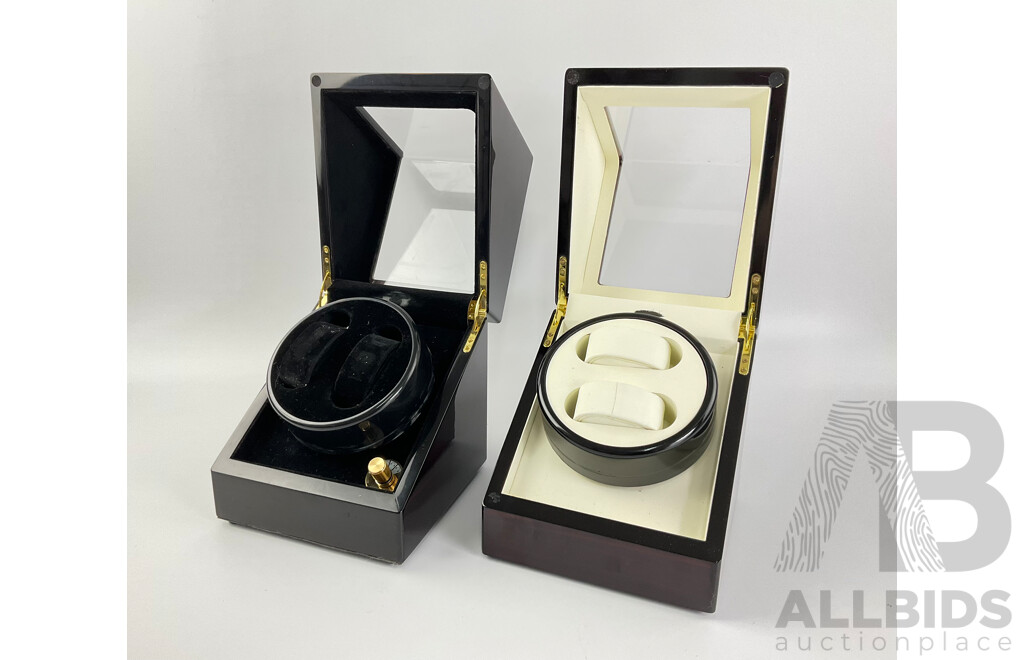 Two Automatic Dual Watch Winder Display Cases with ANZAC Medallion