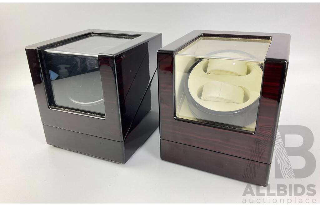 Two Automatic Dual Watch Winder Display Cases with ANZAC Medallion