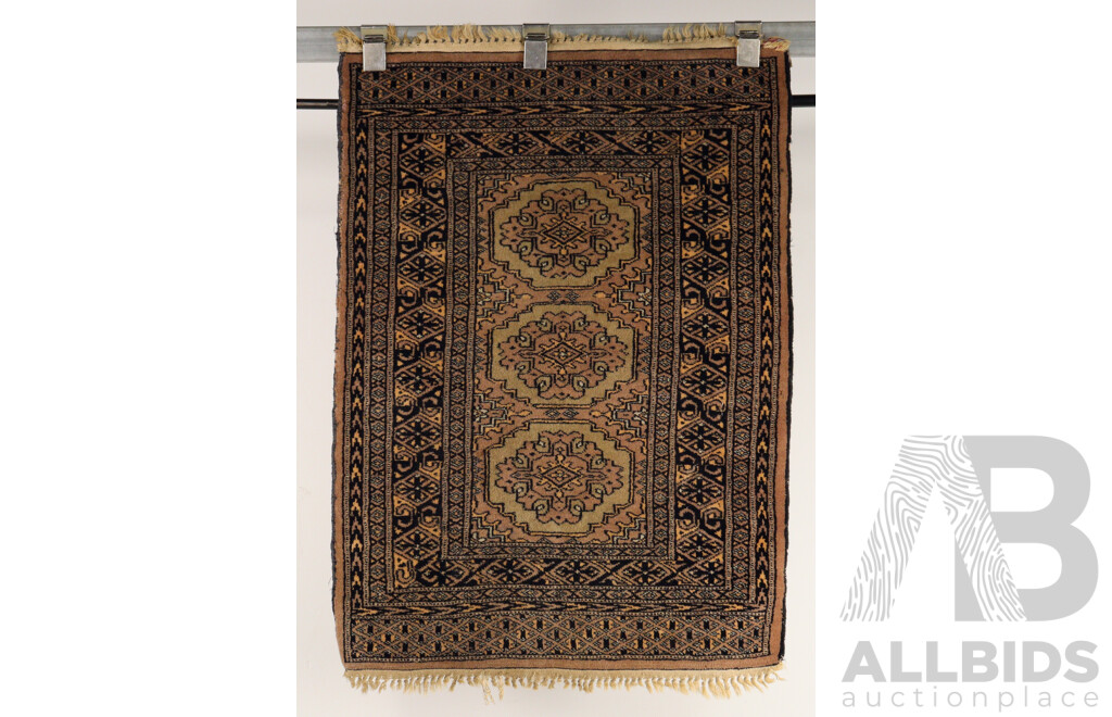 Small Hand Woven Persian Wool Rug with Traditional Design Along with Another Bokhara Style Wool Rug