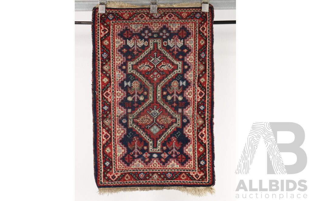 Small Hand Woven Persian Wool Rug with Traditional Design Along with Another Bokhara Style Wool Rug