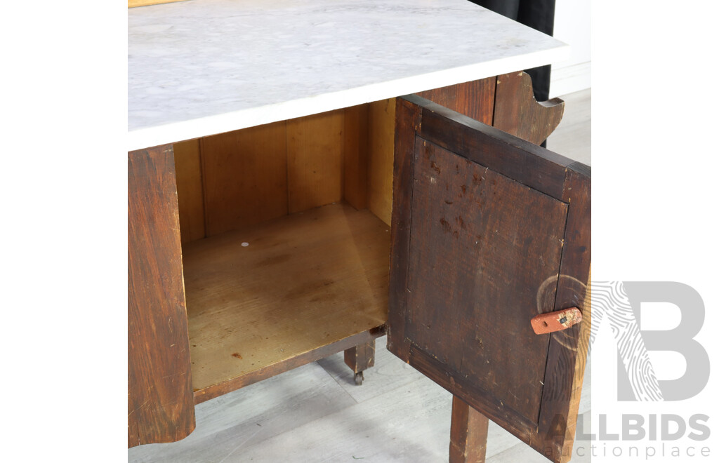 Marble Top Wash Stand with Tile Back