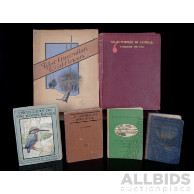 Collection Six Antique or Vintage Books on Mostly Australian Flora and Fauna Including The Butterflies of Australia, 1914, The Moths of the British Isles, West Australian Wild Flowers, 1947 and More