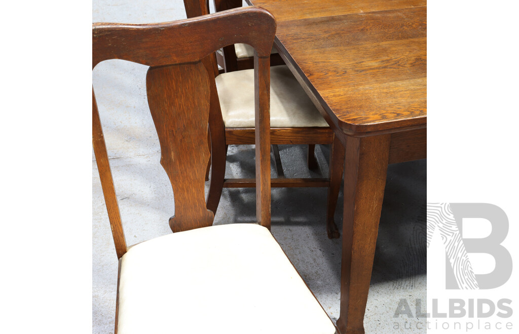 Late Edwardian Oak Six Piece Dining Suite