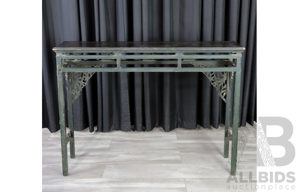 Japanese Simulated Bamboo Painted Hall Table