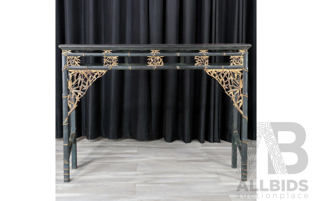 Japanese Simulated Bamboo Painted Hall Table