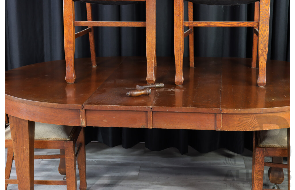 Late Edwardian Oak Five Piece Dining Suite