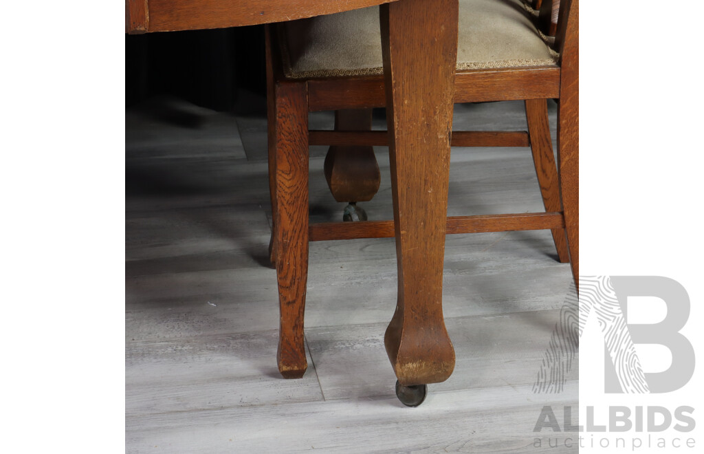 Late Edwardian Oak Five Piece Dining Suite