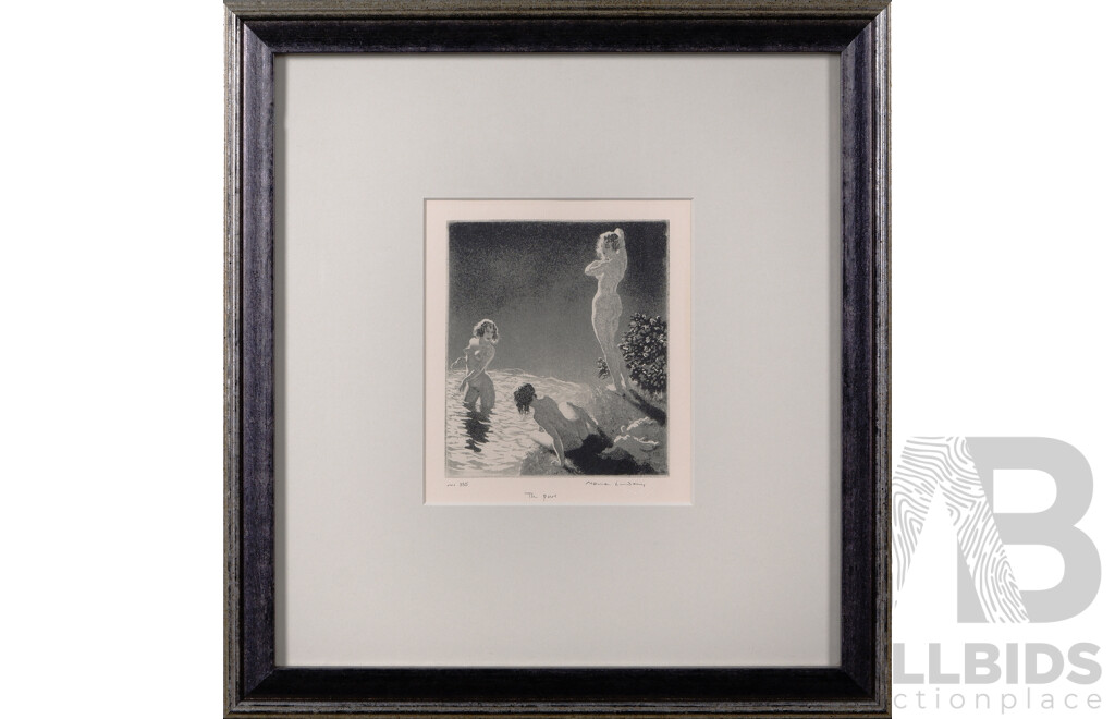 Norman Lindsay, (Early 20th/Mid-Century, Australian, 1879-1969), The Pool, Facsimile Etching, Limited Edition, 42.5 x 39.5 cm (frame)