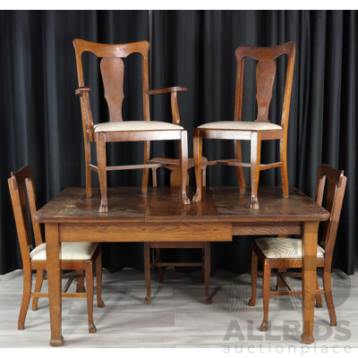 Late Edwardian Oak Six Piece Dining Suite