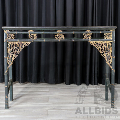 Japanese Simulated Bamboo Painted Hall Table