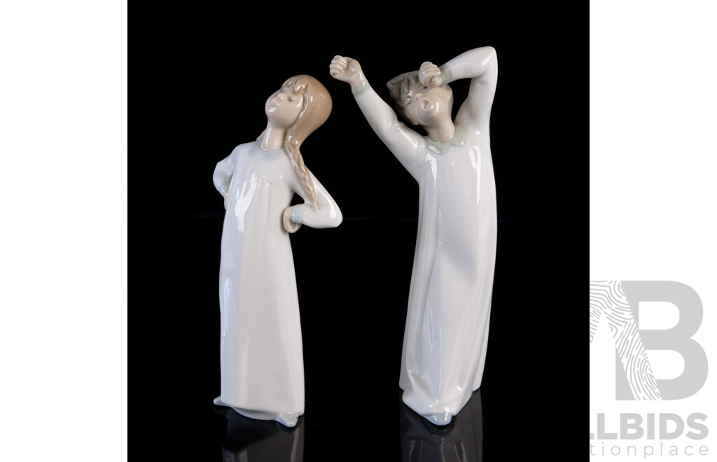 Two Lladro Porcelain Figures Comprising Sleepy Boy and Girl