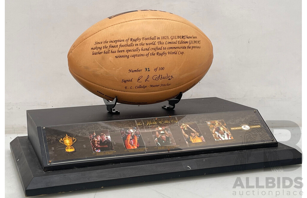 "The Captains" 2007 Signed Gilbert Rugby Union Ball Display