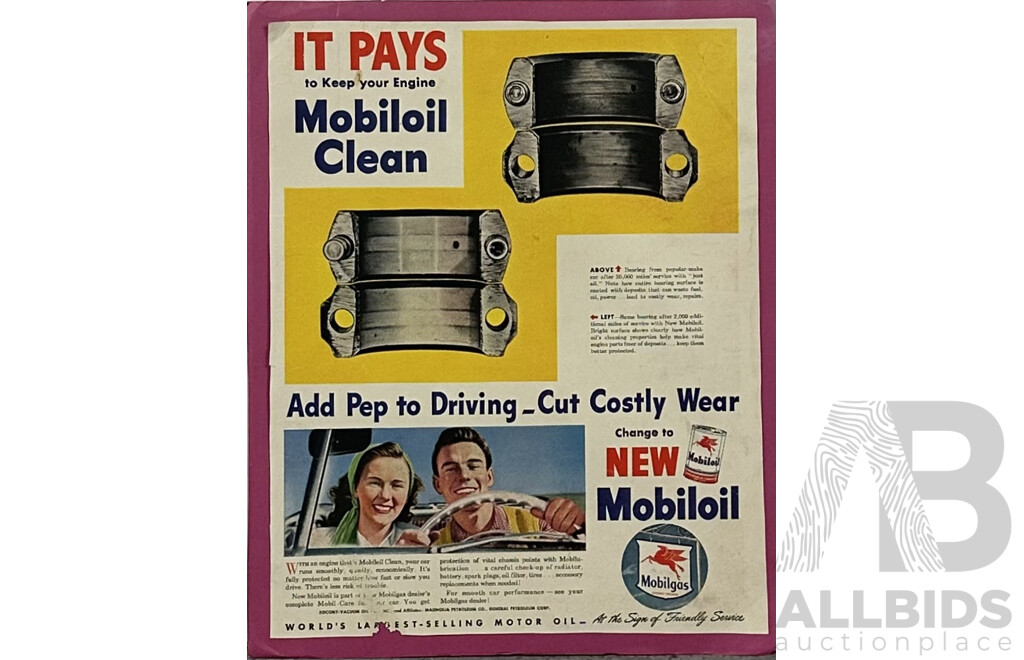 Wonderful Unique Collection of Three Vintage Magazine Advertisements, Vegemite (1961), Bonds (1975) and Mobil Oil (Date Unknown), Colour Ink on Paper, 41 x 30 cm (largest) (3)