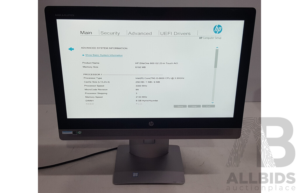 HP EliteOne 800 G2 Intel Core i5 (6600) 3.30GHz-3.90GHz 4-Core CPU 23-Inch Touchscreen All-in-One Computer