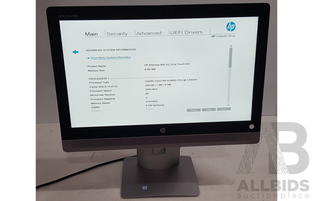HP EliteOne 800 G2 Intel Core i5 (6600) 3.30GHz-3.90GHz 4-Core CPU 23-Inch Touchscreen All-in-One Computer