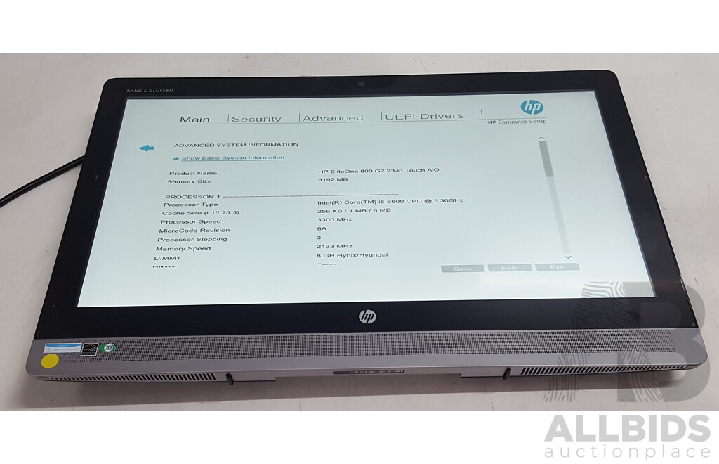 HP EliteOne 800 G2 Intel Core i5 (6600) 3.30GHz-3.90GHz 4-Core CPU 23-Inch Touchscreen All-in-One Computer