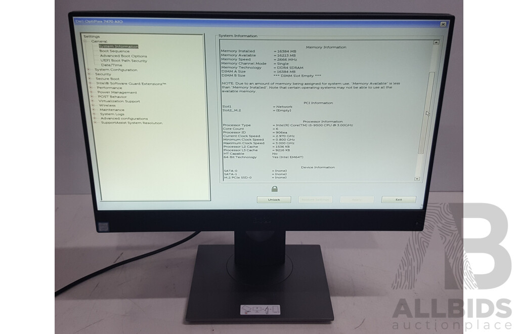 Dell OptiPlex 7470 AIO Intel Core i5 (9500) 3.00GHz-4.40GHz 6-Core CPU 23.8-Inch Touchscreen All-in-One Computer