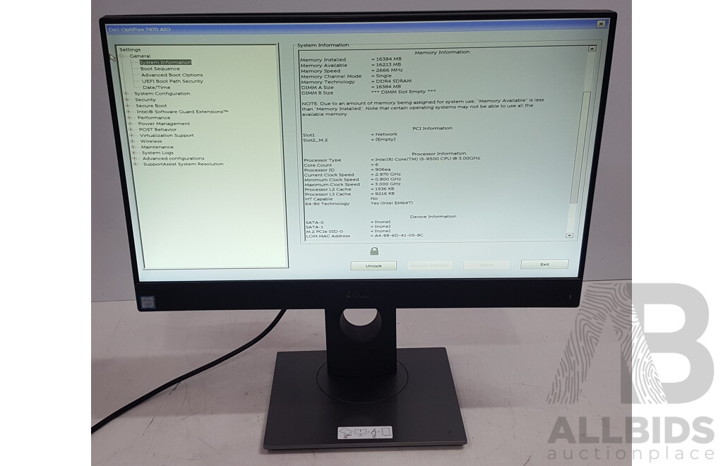 Dell OptiPlex 7470 AIO Intel Core i5 (9500) 3.00GHz-4.40GHz 6-Core CPU 23.8-Inch Touchscreen All-in-One Computer
