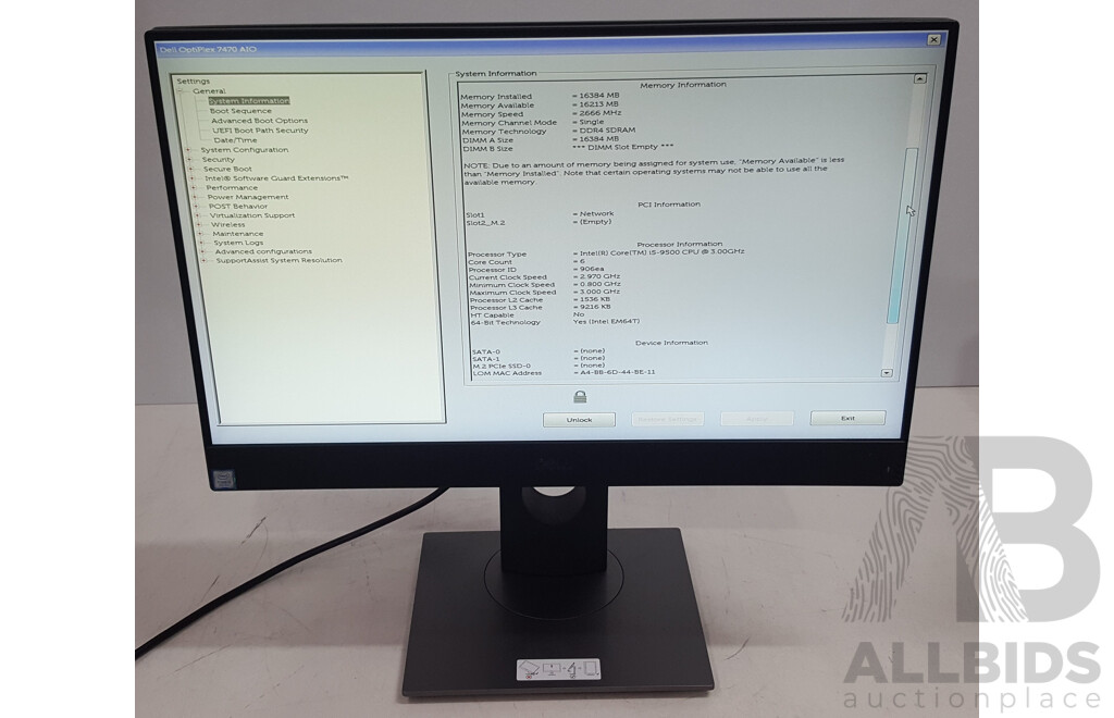 Dell OptiPlex 7470 AIO Intel Core i5 (9500) 3.00GHz-4.40GHz 6-Core CPU 23.8-Inch Touchscreen All-in-One Computer