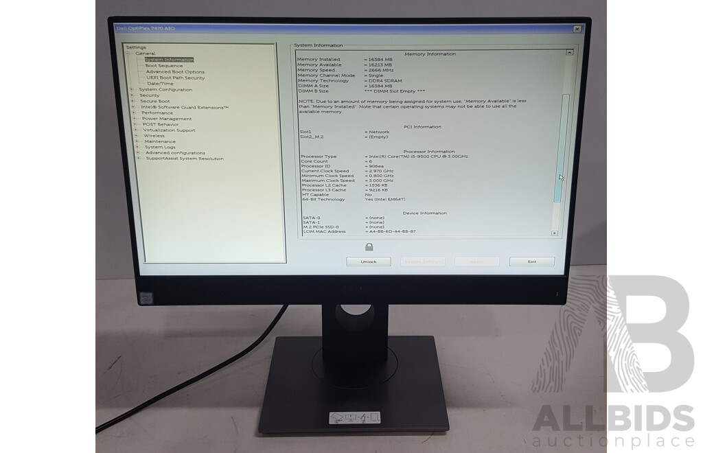 Dell OptiPlex 7470 AIO Intel Core i5 (9500) 3.00GHz-4.40GHz 6-Core CPU 23.8-Inch Touchscreen All-in-One Computer
