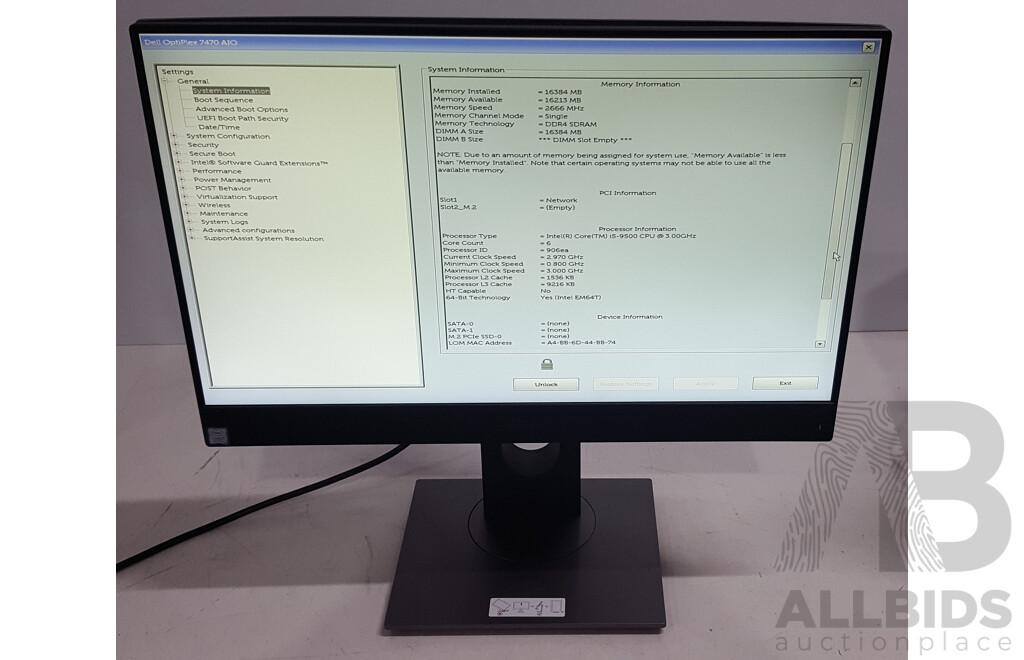 Dell OptiPlex 7470 AIO Intel Core i5 (9500) 3.00GHz-4.40GHz 6-Core CPU 23.8-Inch Touchscreen All-in-One Computer