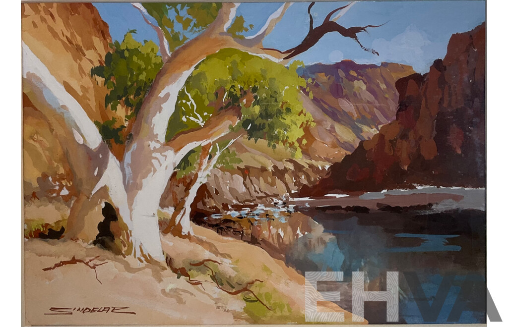 JEAN SINDELAR 'Ormiston Gorge N.T', gouache on board (57 x 48cm)