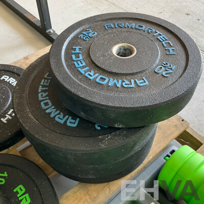 ARMORTECH Power Cage with Bar & Assorted of Weight Plates 5KG,10 KG, 20KG & Fitness Items