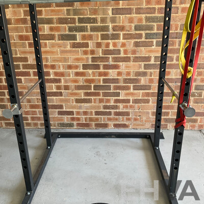 ARMORTECH Power Cage with Bar & Assorted of Weight Plates 5KG,10 KG, 20KG & Fitness Items