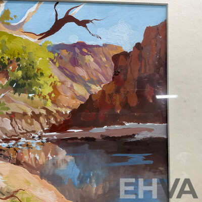 JEAN SINDELAR 'Ormiston Gorge N.T', gouache on board (57 x 48cm)
