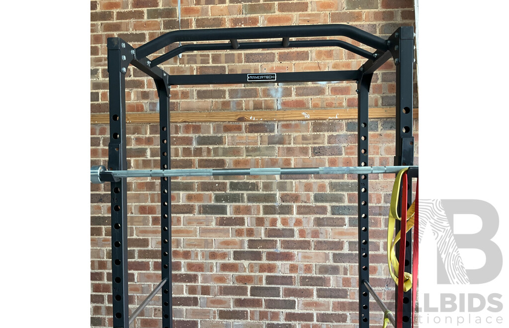 ARMORTECH Power Cage with Bar & Assorted of Weight Plates 5KG,10 KG, 20KG & Fitness Items