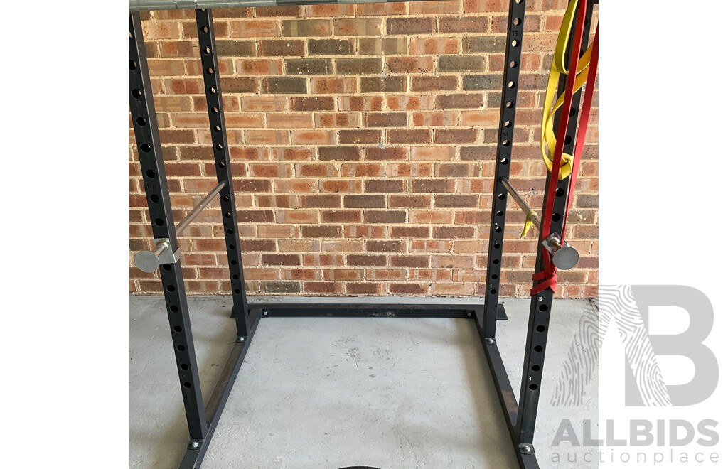 ARMORTECH Power Cage with Bar & Assorted of Weight Plates 5KG,10 KG, 20KG & Fitness Items