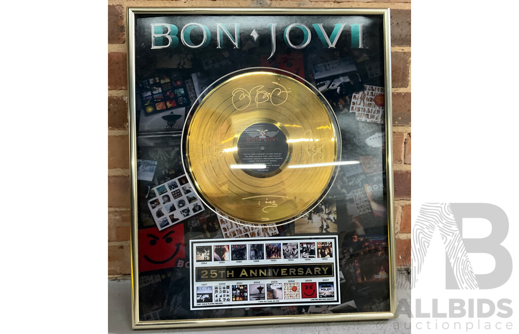 BONJOVI 25th Anniversary 20 X 24 Inch Framed Gold Record